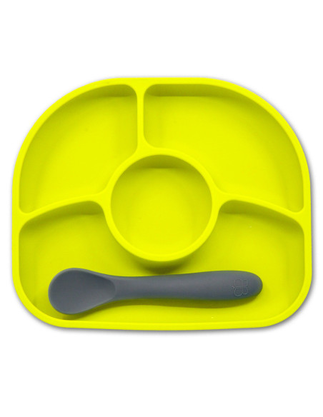 BN-BBL-B0153-L,Set de masa, Yumi, Farfurie compartimentata si lingurita, Cu 4 compartimente, Fara BPA, Bbluv, Lime