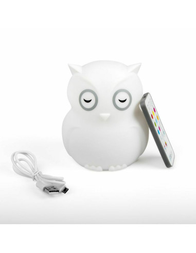 BN-BBL-B0154,Lampa de veghe Bufnita, Hibu, Functionare pana la 10 ore, Cu telecomanda si cablu USB, Cu 9 culori diferite activat