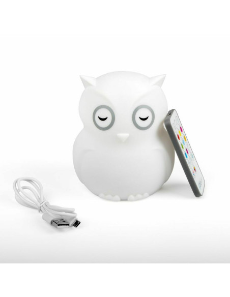 BN-BBL-B0154,Lampa de veghe Bufnita, Hibu, Functionare pana la 10 ore, Cu telecomanda si cablu USB, Cu 9 culori diferite activat