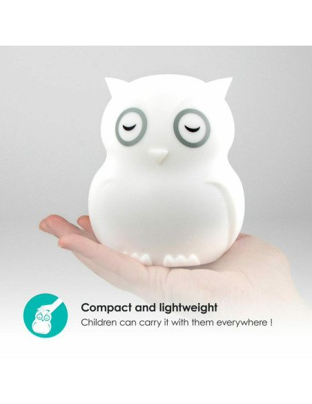 BN-BBL-B0154,Lampa de veghe Bufnita, Hibu, Functionare pana la 10 ore, Cu telecomanda si cablu USB, Cu 9 culori diferite activat