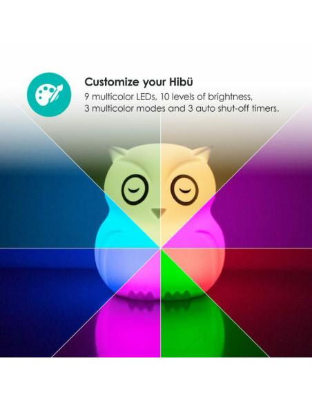 BN-BBL-B0154,Lampa de veghe Bufnita, Hibu, Functionare pana la 10 ore, Cu telecomanda si cablu USB, Cu 9 culori diferite activat