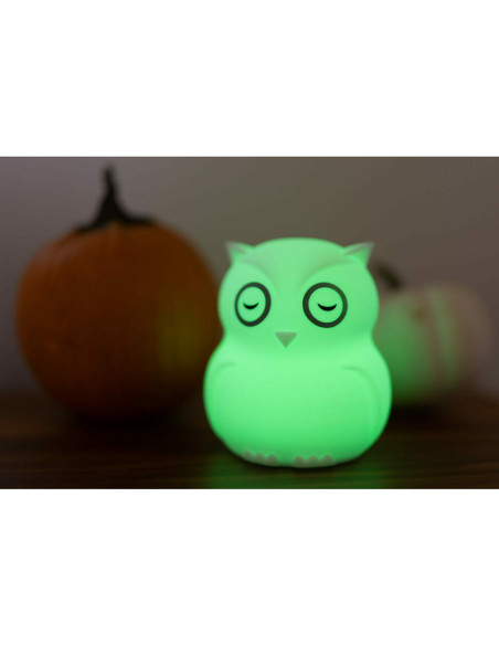 BN-BBL-B0154,Lampa de veghe Bufnita, Hibu, Functionare pana la 10 ore, Cu telecomanda si cablu USB, Cu 9 culori diferite activat