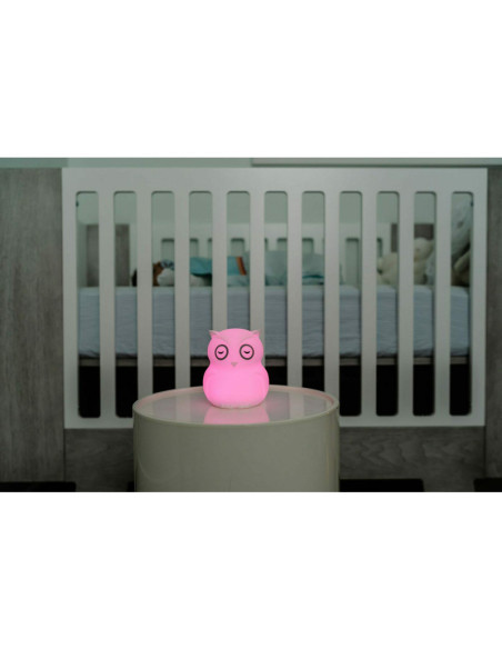 BN-BBL-B0154,Lampa de veghe Bufnita, Hibu, Functionare pana la 10 ore, Cu telecomanda si cablu USB, Cu 9 culori diferite activat