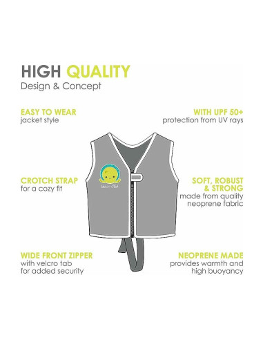 BN-BBL-B0166-AQ-S,Vesta pentru inot, Naj, Cu protectie solara SPF 50+, Neopren, Small, 1-3 ani, Bbluv, Aqua