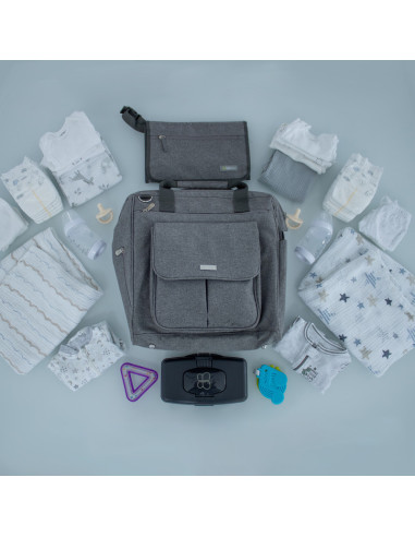 BN-BBL-B0131,Rucsac pentru mamici, Metro, Cu 15 buzunare si sectiuni, Include cutie pentru servetele umede, Include salteluta de