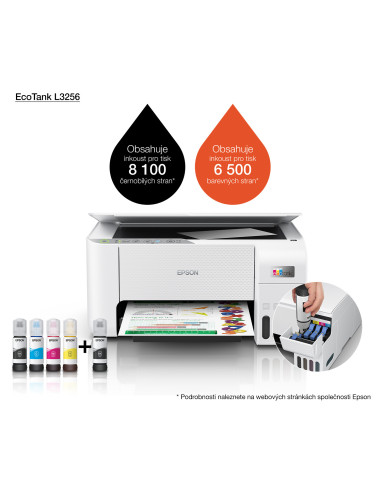 Imprimanta Multifunctionala inkjet color EPSON EcoTank L3256 CISS, A4, USB, Wi-Fi, Alb Imprimanta Multifunctionala inkjet color EPSON EcoTank L3256 CISS, A4, USB, Wi-Fi, Alb