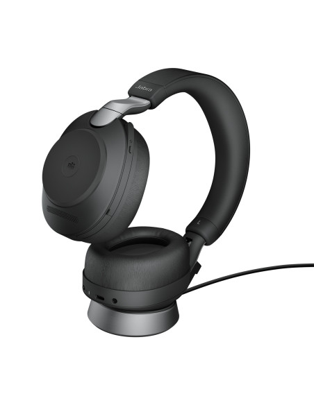 28599-999-989,Casti cu microfon Jabra Evolve2 85, Link380a MS Stereo Stand, Bluetooth/3.5mm jack/USB-C, Negru