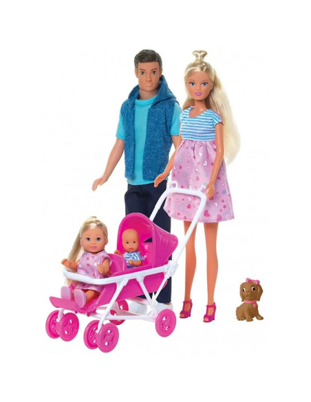 S105733426,Set Simba Steffi Love Welcom Surprise Family papusa Steffy 29 cm, papusa Kevin 29 cm, papusa Evi 12 cm si accesorii