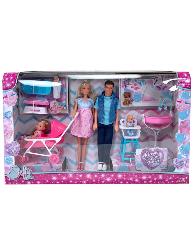 S105733426,Set Simba Steffi Love Welcom Surprise Family papusa Steffy 29 cm, papusa Kevin 29 cm, papusa Evi 12 cm si accesorii