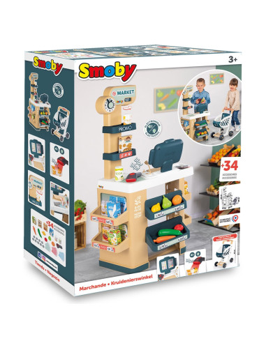 S7600350238,Magazin pentru copii Smoby Market cu 34 accesorii