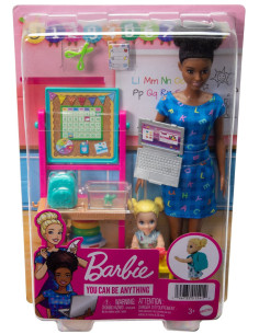 MTDHB63_HCN20,Barbie Cariere Set Mobilier Cu Papusa Bruneta Profesoara