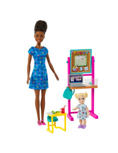 MTDHB63_HCN20,Barbie Cariere Set Mobilier Cu Papusa Bruneta Profesoara 2