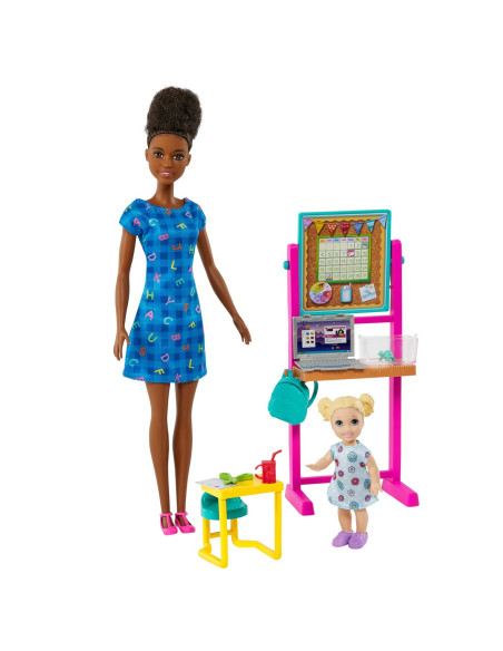MTDHB63_HCN20,Barbie Cariere Set Mobilier Cu Papusa Bruneta Profesoara