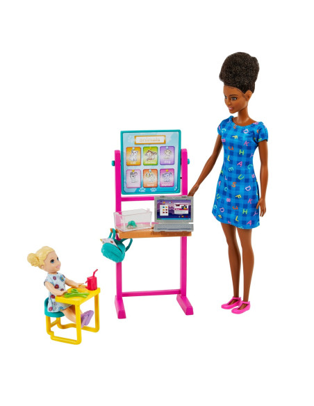 MTDHB63_HCN20,Barbie Cariere Set Mobilier Cu Papusa Bruneta Profesoara