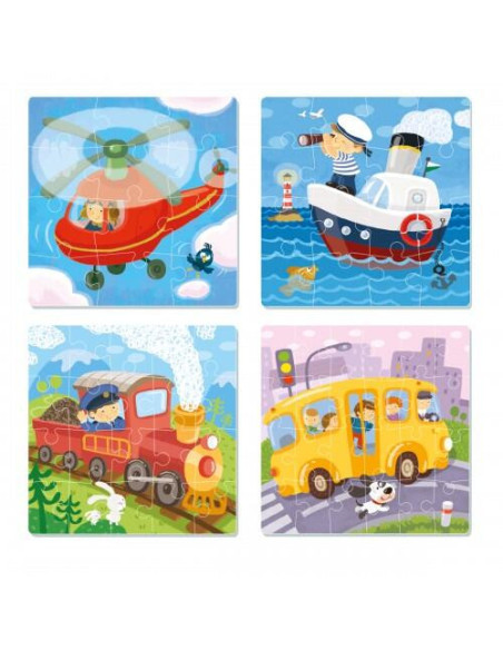 DO300132,Puzzle 4 in 1 - Vehicule (12, 16, 20, 24 piese)
