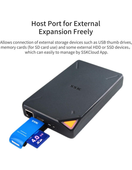 NAS SSK Cloud SSM-F200 Portable Smart WiFi Storage negru Open