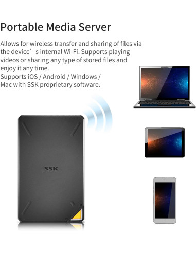 NAS SSK Cloud SSM-F200 Portable Smart WiFi Storage negru Open