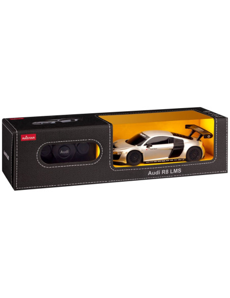 Ras46800_Argintiu,Masina Cu Telecomanda Audi R8 Argintiu Cu Scara 1 La 24