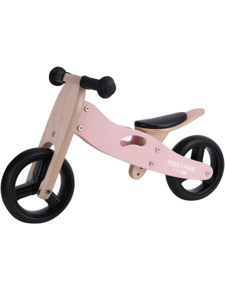 BN-48822,Bicicleta/tricicleta fara pedale din lemn, 2 in 1, Functie de bicicleta echilibru, Scaun reglabil, Roti ajustabile, Man
