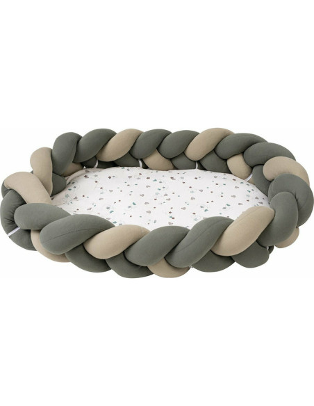 BN-47726,Cosulet impletit pentru bebelusi, Dimensiune 85 x 65 x 20 cm, De la nastere pana la 4 luni, Bubaba, Hearts, Bej