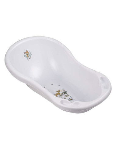 BN-4052396092851,Cadita ergonomica de baie cu dop de scurgere, Maria, 84 x 49 x 30 cm, Keeeper, Bambi, Nordic White