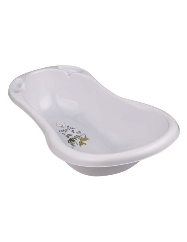BN-4052396092851,Cadita ergonomica de baie cu dop de scurgere, Maria, 84 x 49 x 30 cm, Keeeper, Bambi, Nordic White