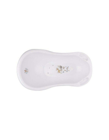 BN-4052396092851,Cadita ergonomica de baie cu dop de scurgere, Maria, 84 x 49 x 30 cm, Keeeper, Bambi, Nordic White