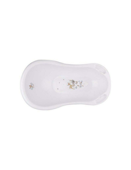 BN-4052396092851,Cadita ergonomica de baie cu dop de scurgere, Maria, 84 x 49 x 30 cm, Keeeper, Bambi, Nordic White