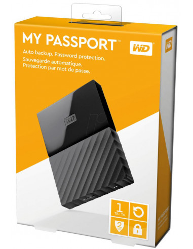 HDD extern WD My Passport, 1TB, 2.5", Negru, USB