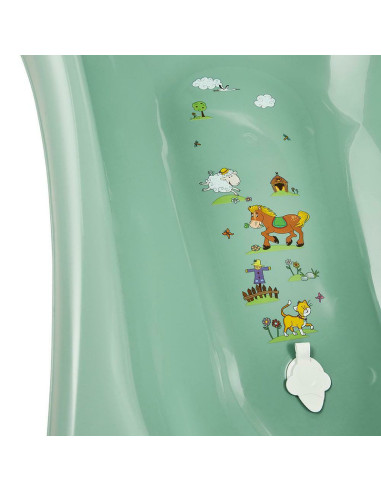 BN-4052396083163,Cadita ergonomica de baie cu dop de scurgere, Maria, 84 x 49 x 30 cm, Keeeper, Funny Farm, Green