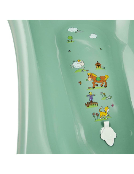 BN-4052396083163,Cadita ergonomica de baie cu dop de scurgere, Maria, 84 x 49 x 30 cm, Keeeper, Funny Farm, Green