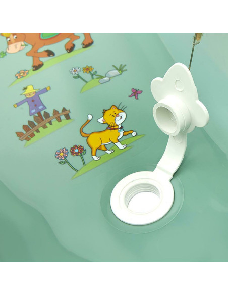 BN-4052396083163,Cadita ergonomica de baie cu dop de scurgere, Maria, 84 x 49 x 30 cm, Keeeper, Funny Farm, Green