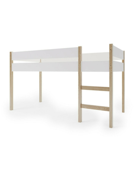 BN-BED_GRT_WHT,Pat semi-inalt pentru juniori YappyGrott, Cu loc de joaca dedesubt, Din lemn de pin certificat FSC, Tratat cu cea