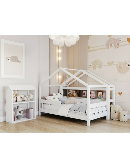 BN-SHLF_HYT_WHT,Raft pentru camera copii in forma de casuta YappyHytte, 169x135x35 cm, Din lemn de pin certificat FSC, Tratat cu