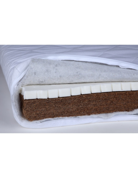 BN-MAT_LTX_140,Saltea pentru patut YappyLatex din cocos si latex, YappyKids, 140x70x8 cm, Alb