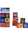 BN-22007,Happy World - Cuburi moi, 7,5 x 7,5 cm, 0 luni - 5 ani, 6 piese, Conform cu standardul de siguranta EN71, Multicolor