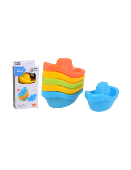 BN-22264,Happy World - Set 6 barcute pentru baie, 12 x 6 x 6 cm, 6 luni - 4 ani, Conform cu standardul de siguranta EN71, Multic