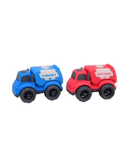 BN-80140,Joueco - Set masini de politie si ambulanta, Din bio-plastic, Ecologice,18 luni+, Multicolor