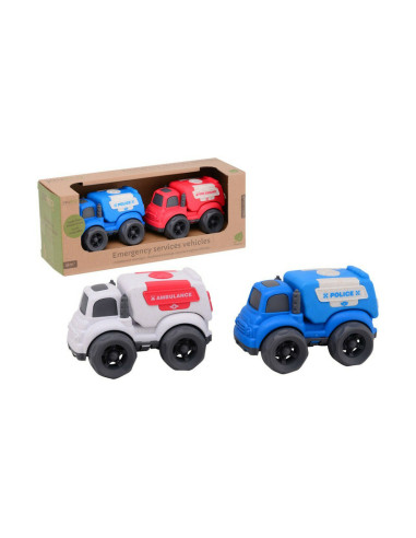 BN-80140,Joueco - Set masini de politie si ambulanta, Din bio-plastic, Ecologice,18 luni+, Multicolor