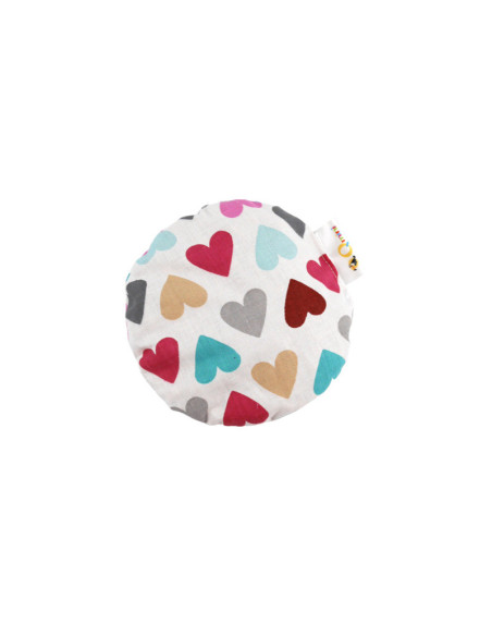 BN-BOC0182,Qmini - Pernuta anticolici umpluta cu samburi de cirese, Cu husa din bumbac, Diametru 14 cm, Pastel Hearts