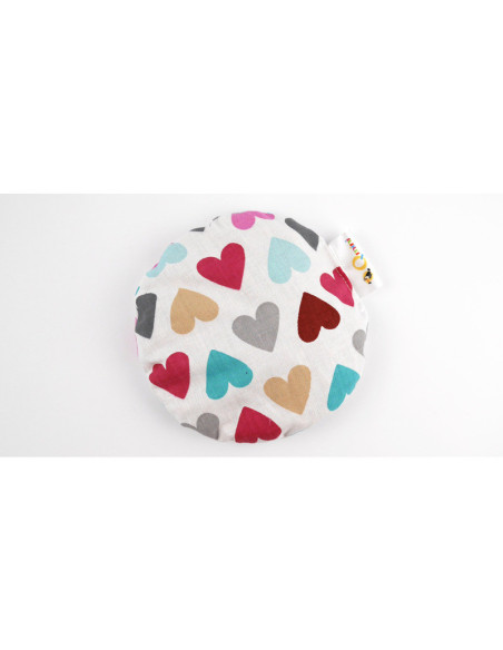 BN-BOC0182,Qmini - Pernuta anticolici umpluta cu samburi de cirese, Cu husa din bumbac, Diametru 14 cm, Pastel Hearts