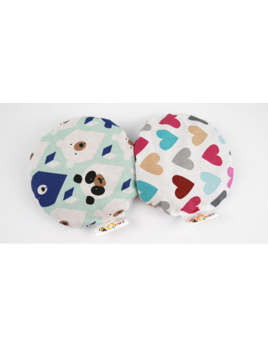 BN-BOC0182,Qmini - Pernuta anticolici umpluta cu samburi de cirese, Cu husa din bumbac, Diametru 14 cm, Pastel Hearts