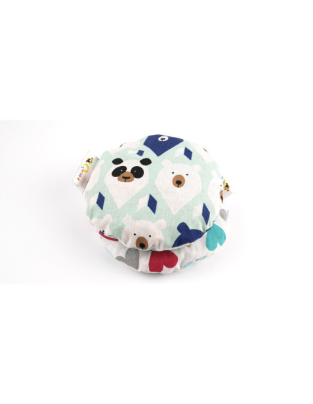 BN-BOC0182,Qmini - Pernuta anticolici umpluta cu samburi de cirese, Cu husa din bumbac, Diametru 14 cm, Pastel Hearts