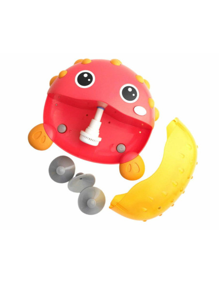 BN-BL038,Bocioland - Jucarie Interactiva de baie, Peste cu difuzor pentru baloane de spuma si muzica, Fixare cu Ventuze, Rosu, 2