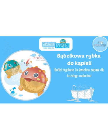 BN-BL038,Bocioland - Jucarie Interactiva de baie, Peste cu difuzor pentru baloane de spuma si muzica, Fixare cu Ventuze, Rosu, 2