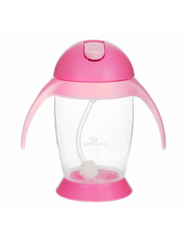 BN-BOC0544,Bocioland - Cana de apa cu pai si manere, 300 ml, 6 luni+, Pink