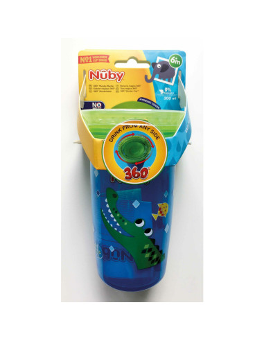 BN-NV0414002PINK,Nuby - Cana magica, 360°, Cu supapa din silicon, Cu capac, 300 ml, 6+ luni, Roz/Mov