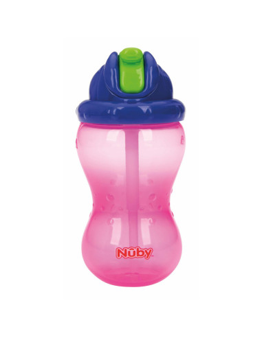 BN-NV0404001PI,Nuby - Cana cu pai anti-alunecare, Cu inchidere etansa, Plastic, 360 ml, 12+ luni, Roz