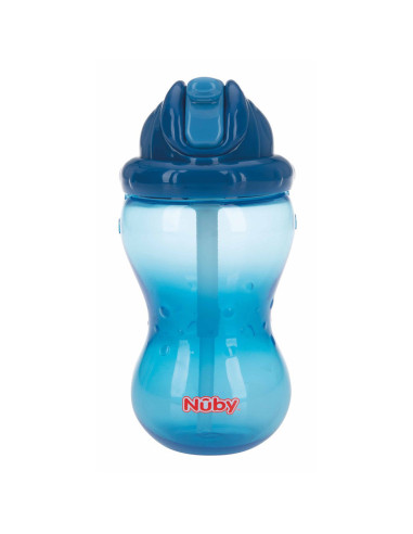 BN-NV0404001BL,Nuby - Cana cu pai anti-alunecare, Cu inchidere etansa, Plastic, 360 ml, 12+ luni, Albastru inchis