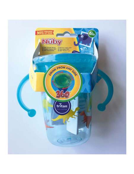 BN-NV0414019AQUA,Nuby - Cana cu manere, 360°, Din materialul ecologic tritan, Rezistenta, 240 ml, 6 luni+, Albastru